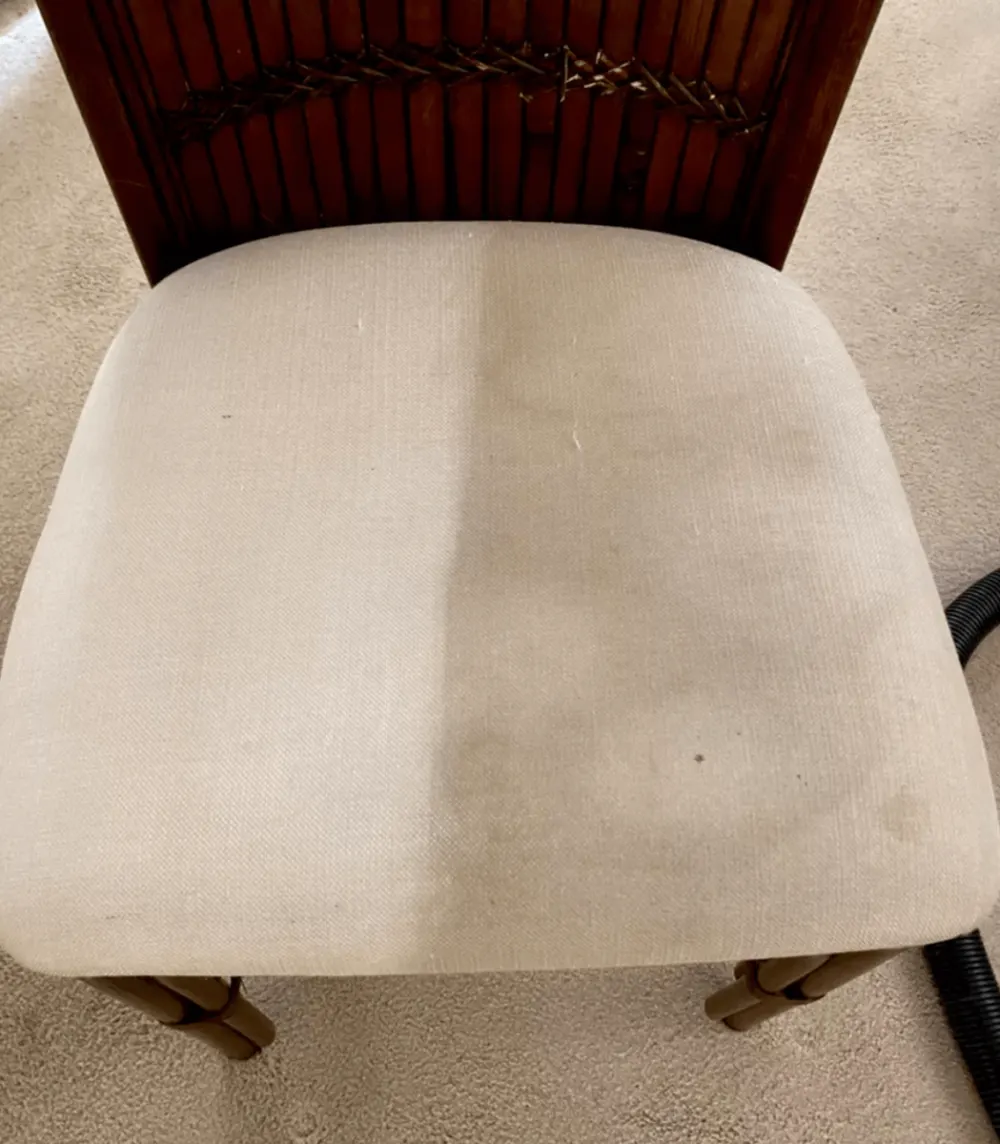 Upholstered chair after odor and stain treatment Upholstered chair after odor and stain treatment