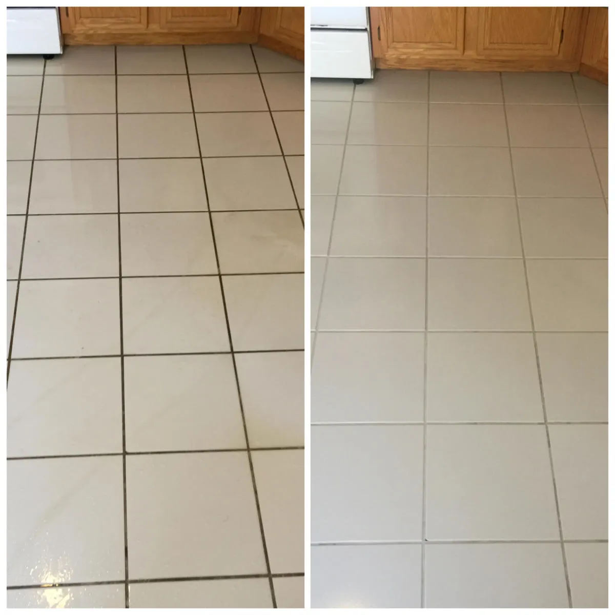 White tile grout restored after cleaning White tile grout restored after cleaning