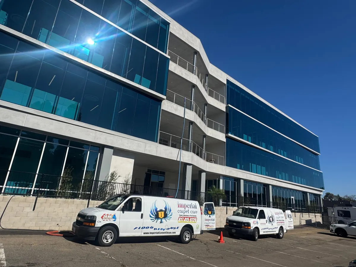 Imperial vans at an office building cleaning job Imperial vans at an office building cleaning job